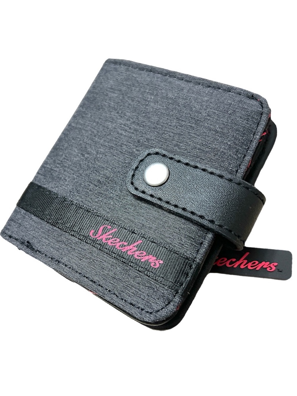 Skechers Womens Square Mini Bilfold RFID Wallet chambray black NWT
